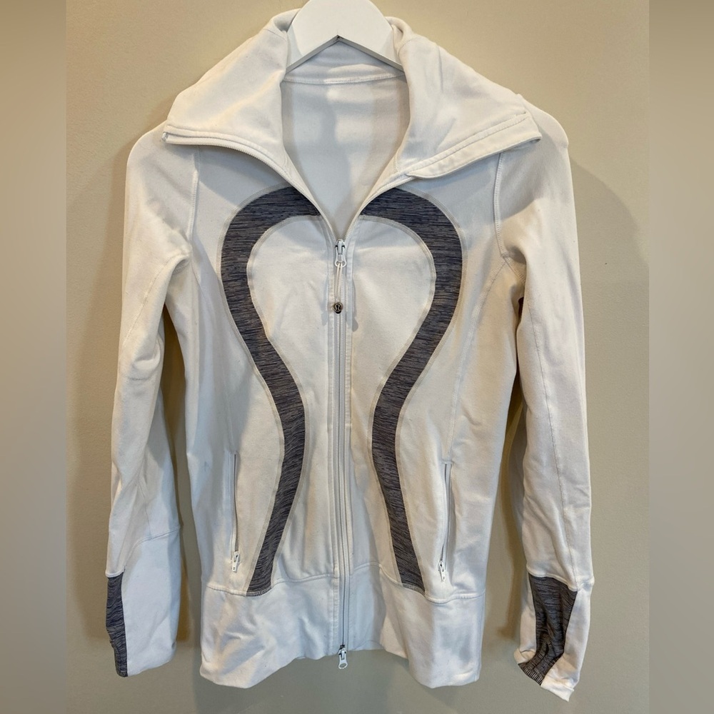 lululemon athletica White Zip-Up Jacket with Gray Accents